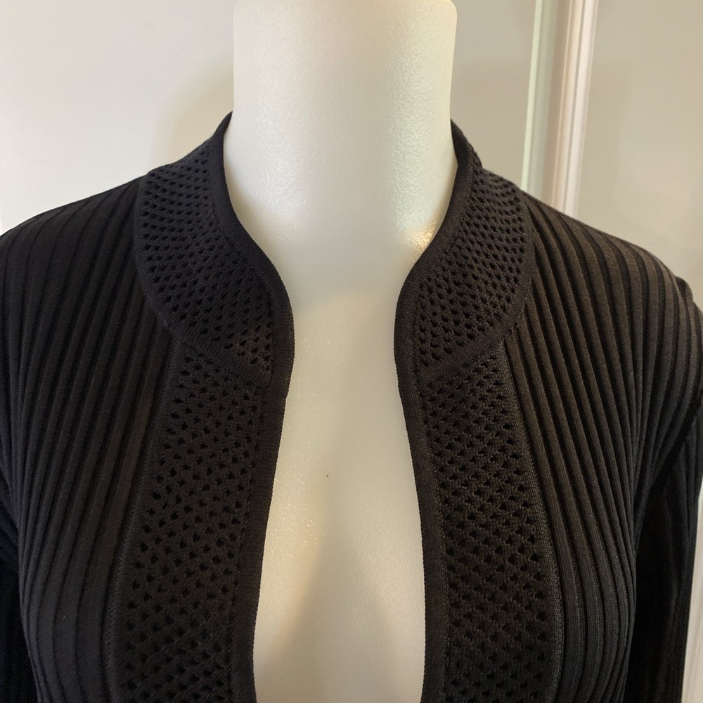 Exclusively Misook Womens Duster Knit‎ Cardigan Long Line Sweater Black- Size XS - Picture 5 of 11